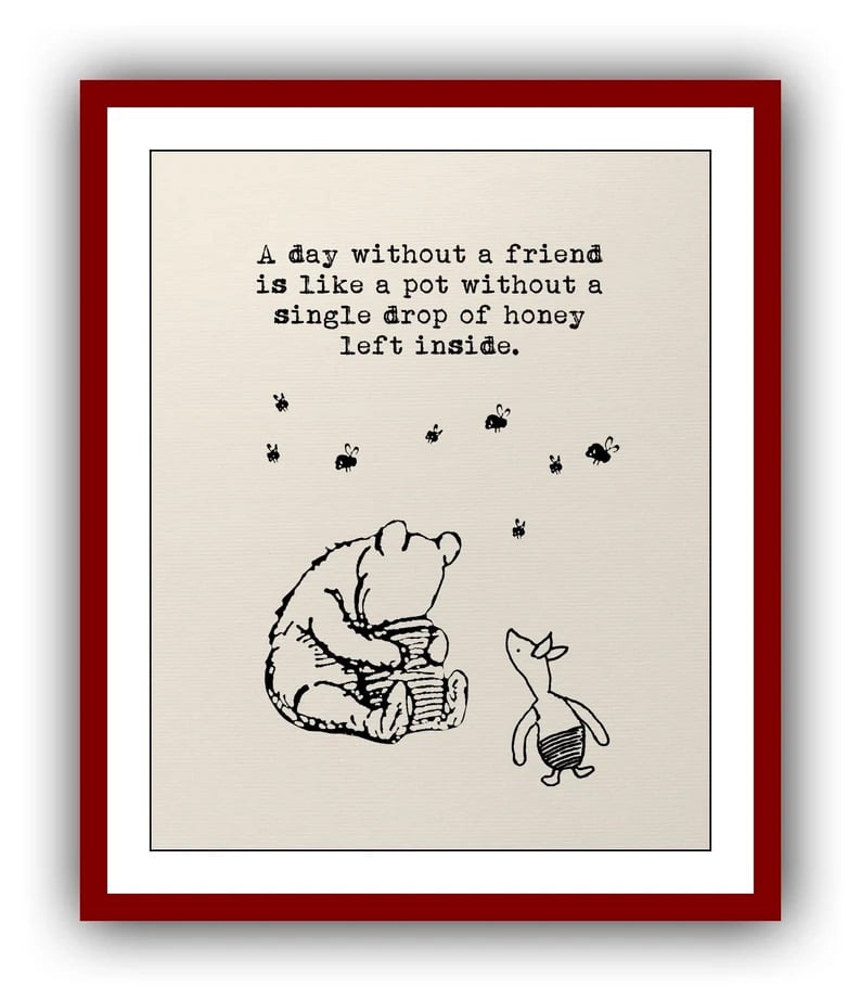 winnie the pooh quote in a red frame