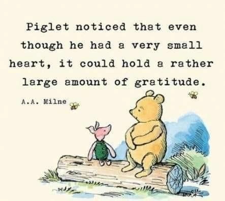pooh and piglet on a log with a winnie the pooh quote