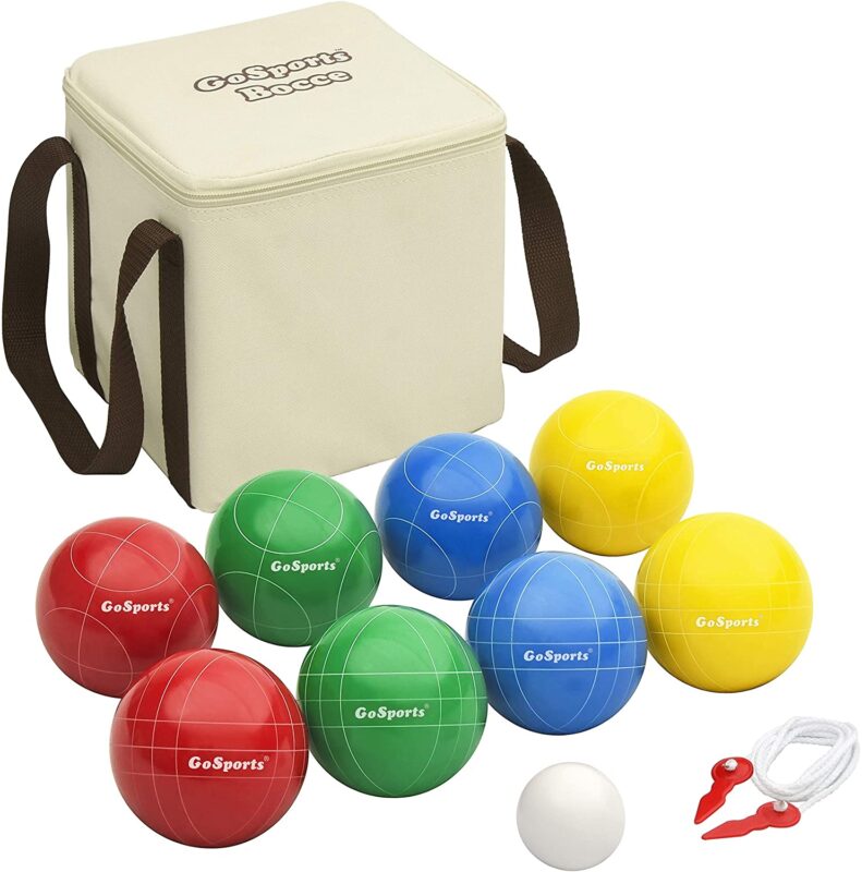 set of bocce balls and carrying bag