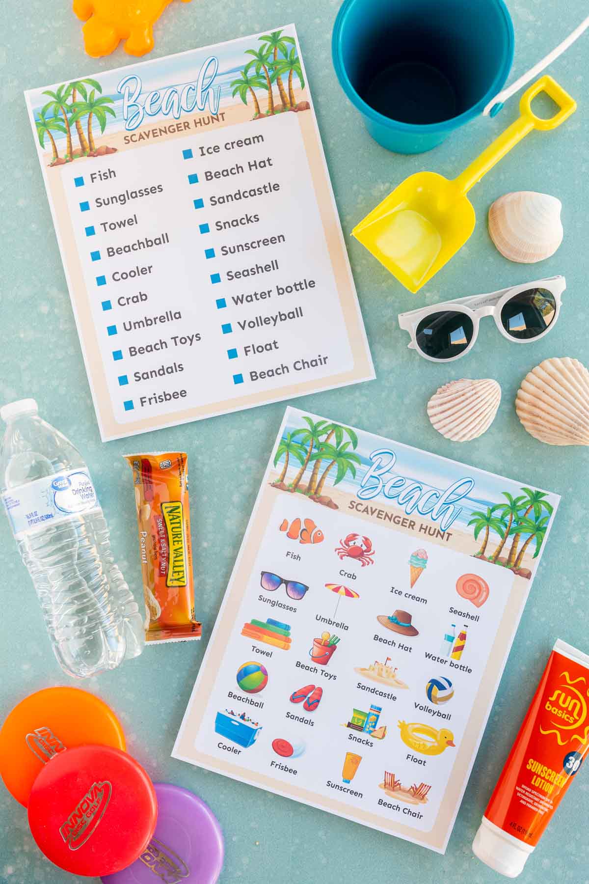 two beach scavenger hunt printables