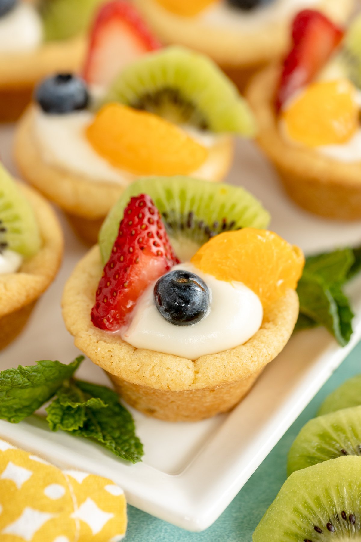 mini fruit tart on a white plate