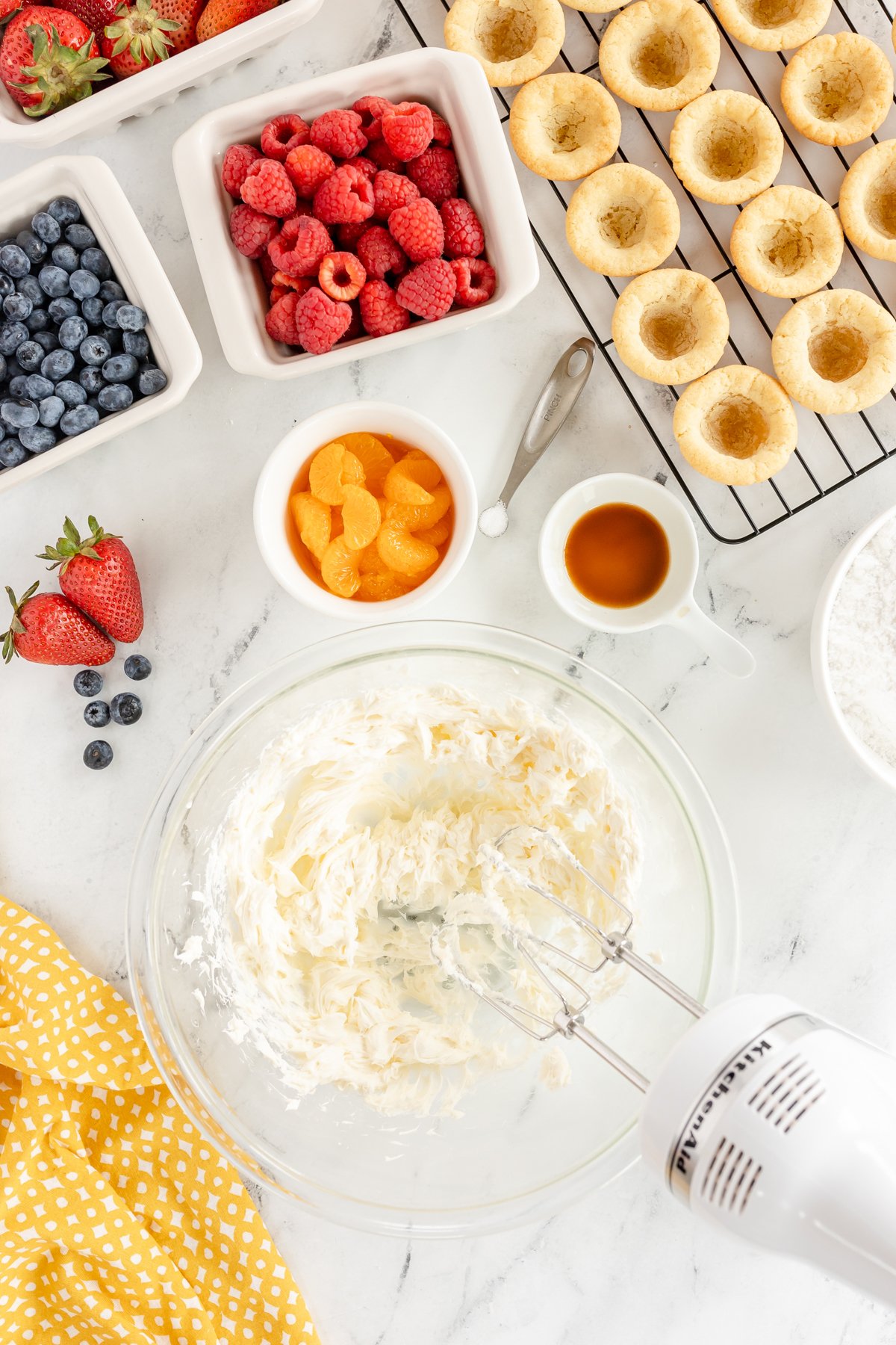 cream cheese in a glass bowl