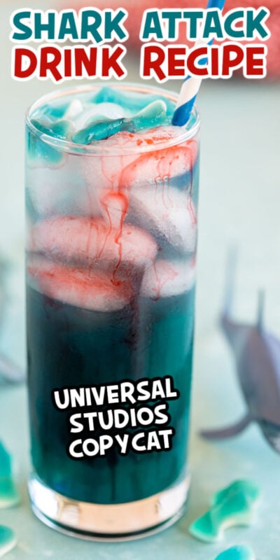 shark attack drink with text on it