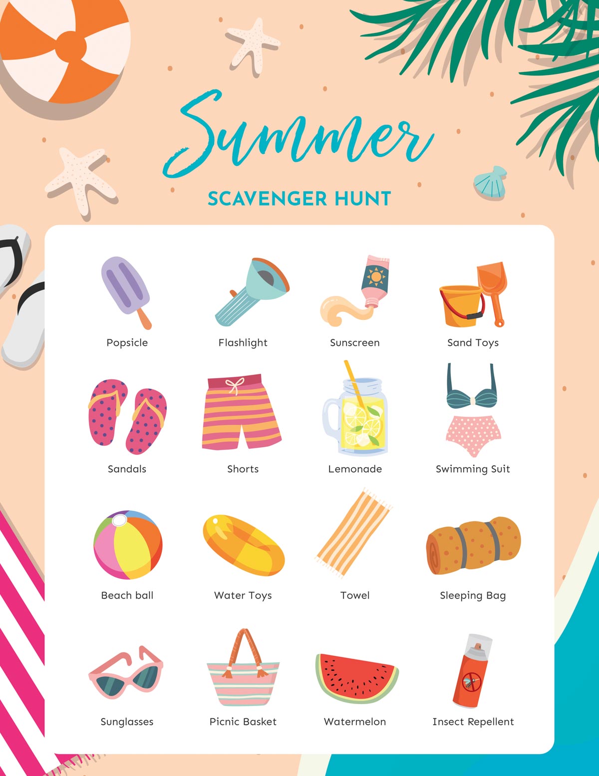 summer scavenger hunt with pictures