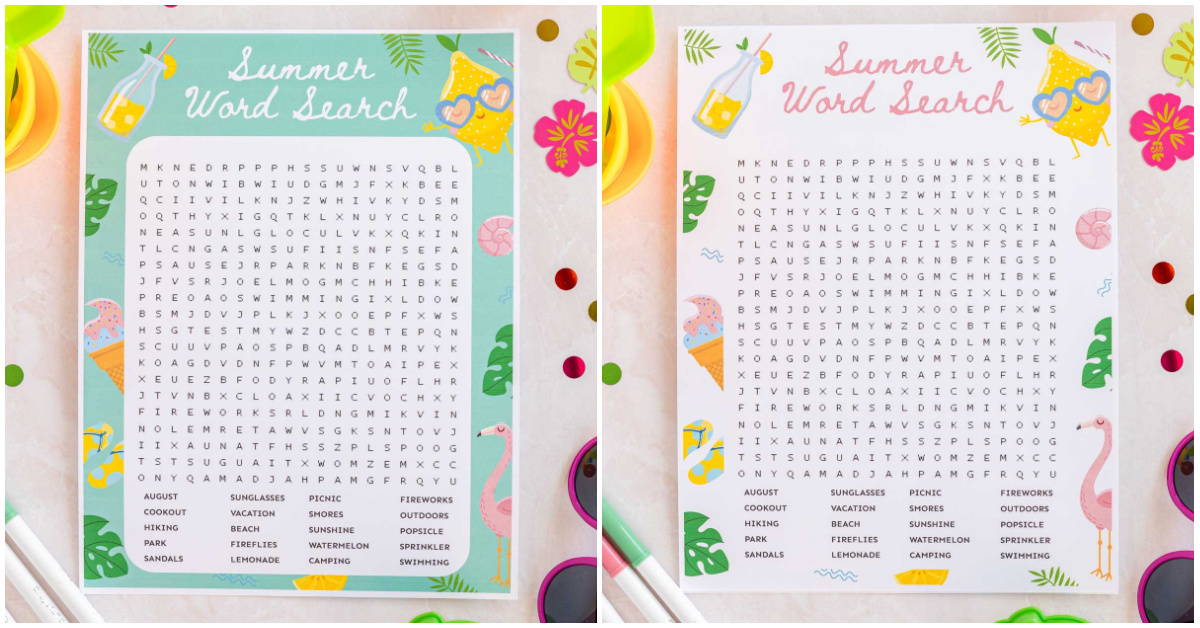 Free Printable Summer Word Search Puzzles - Play Party Plan