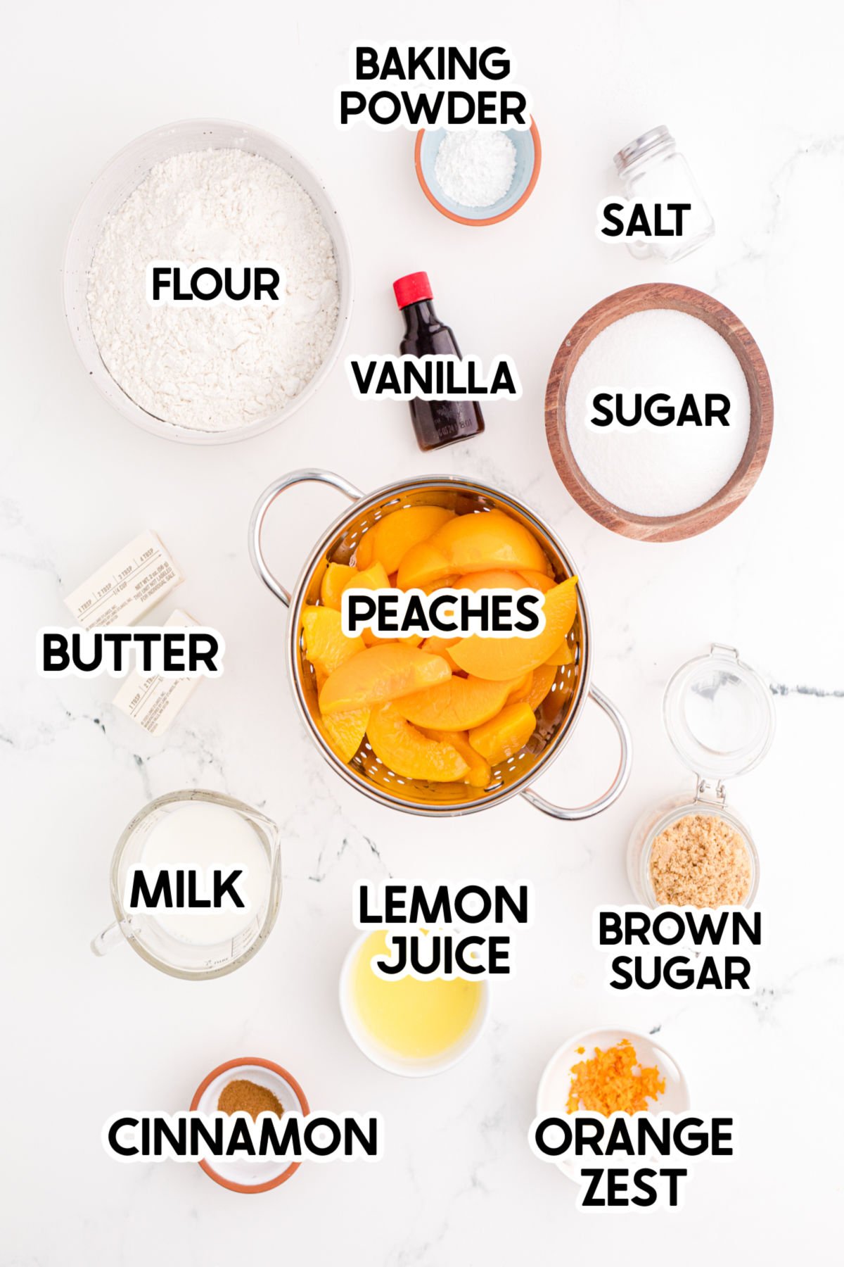 ingredients for peach cobbler