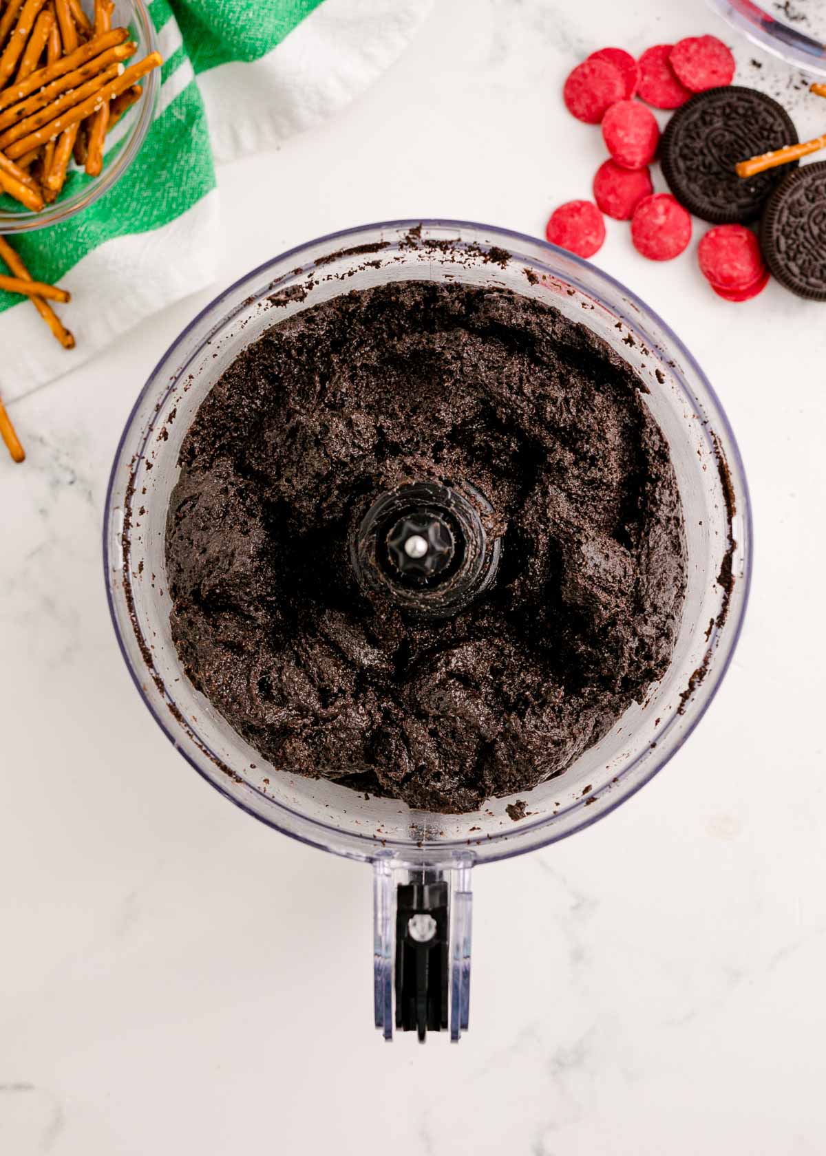 mixture for Oreo truffles in a food processor