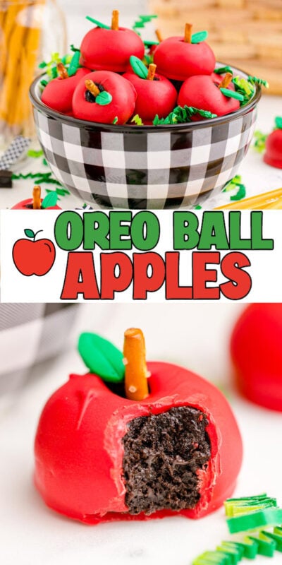 collage of pictures with apple no bake oreo balls