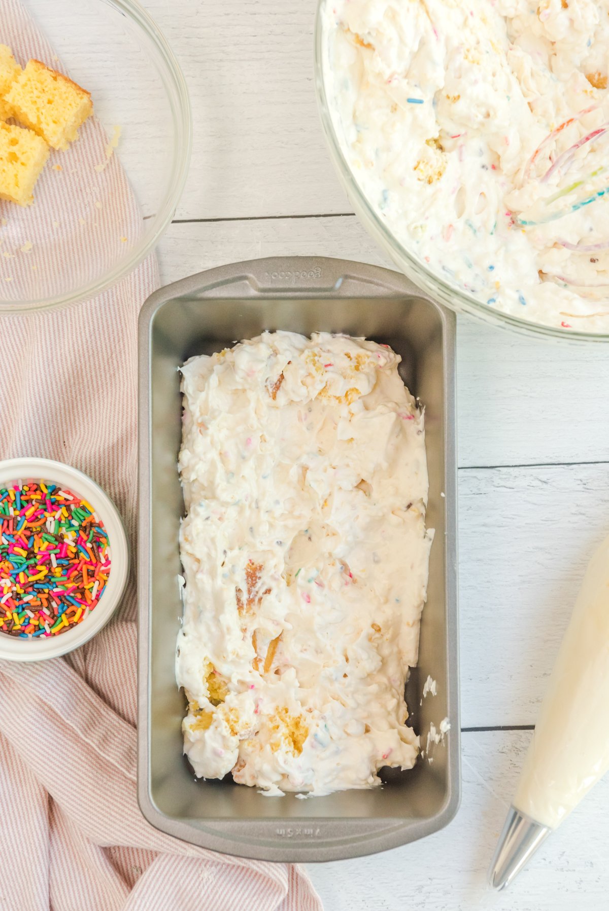 birthday cake ice cream in a loaf pan