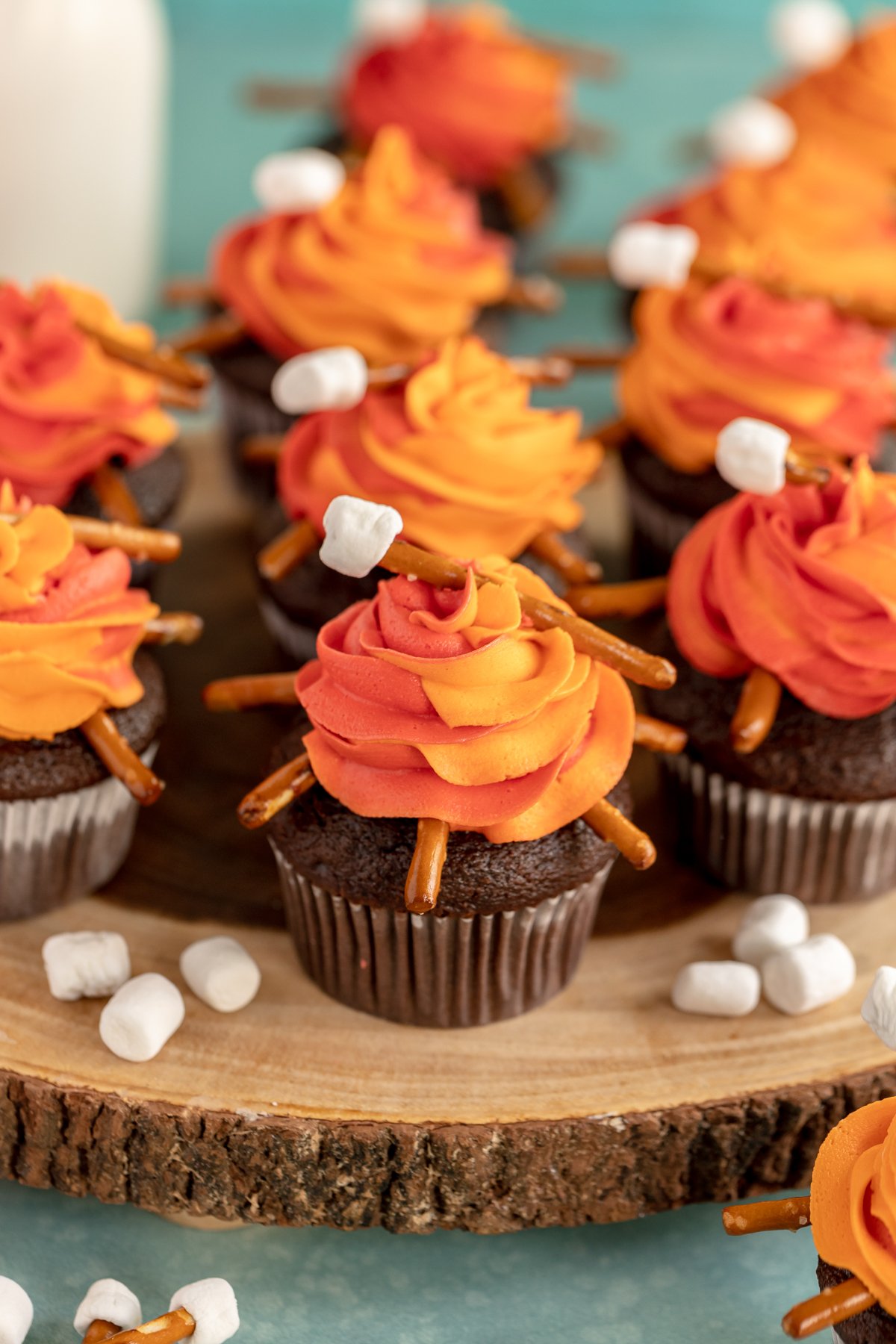 platter full of campfire cupcakes