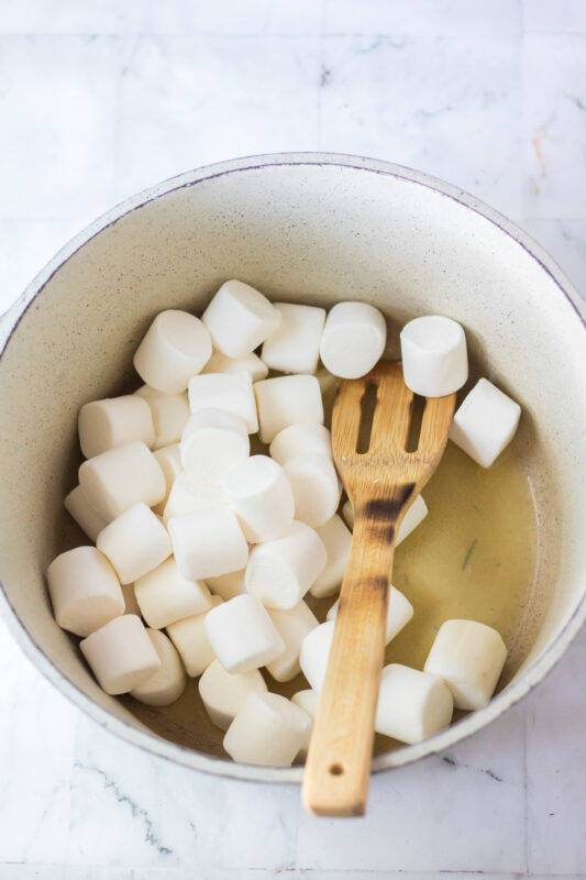 mini marshmallows in a pot