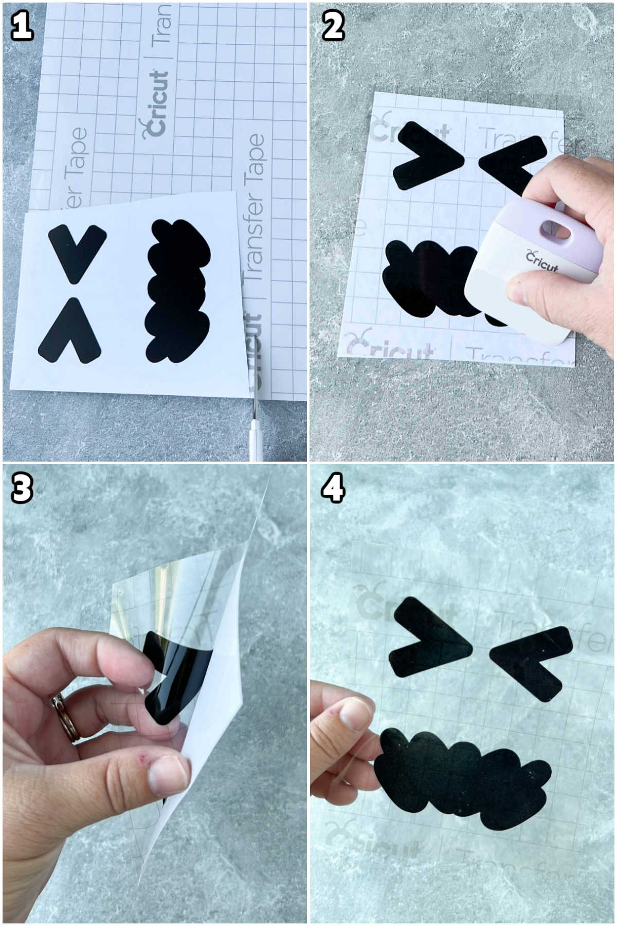 collage of images showing how to transfer vinyl