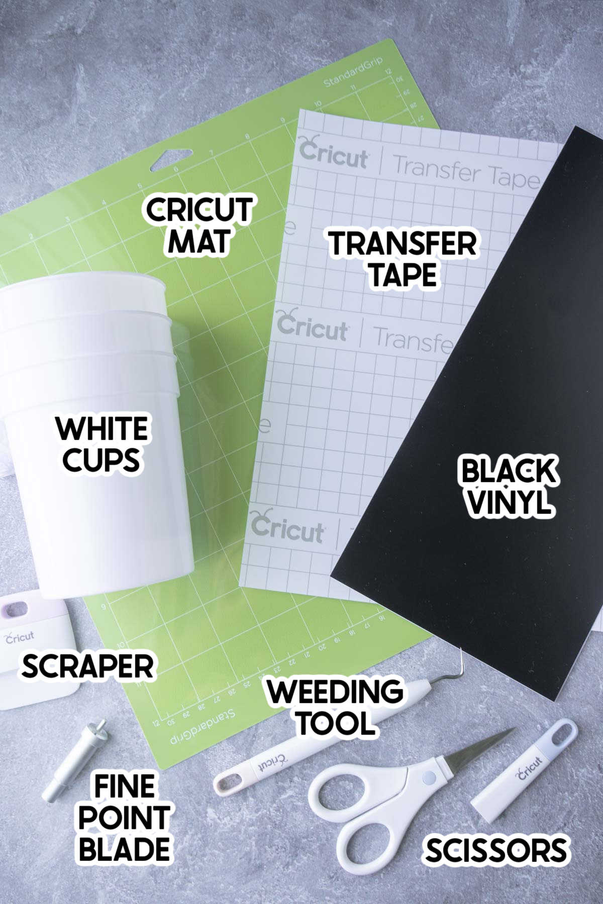 supplies to make ghost cups with labels