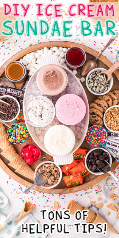 ice cream sundae bar with text