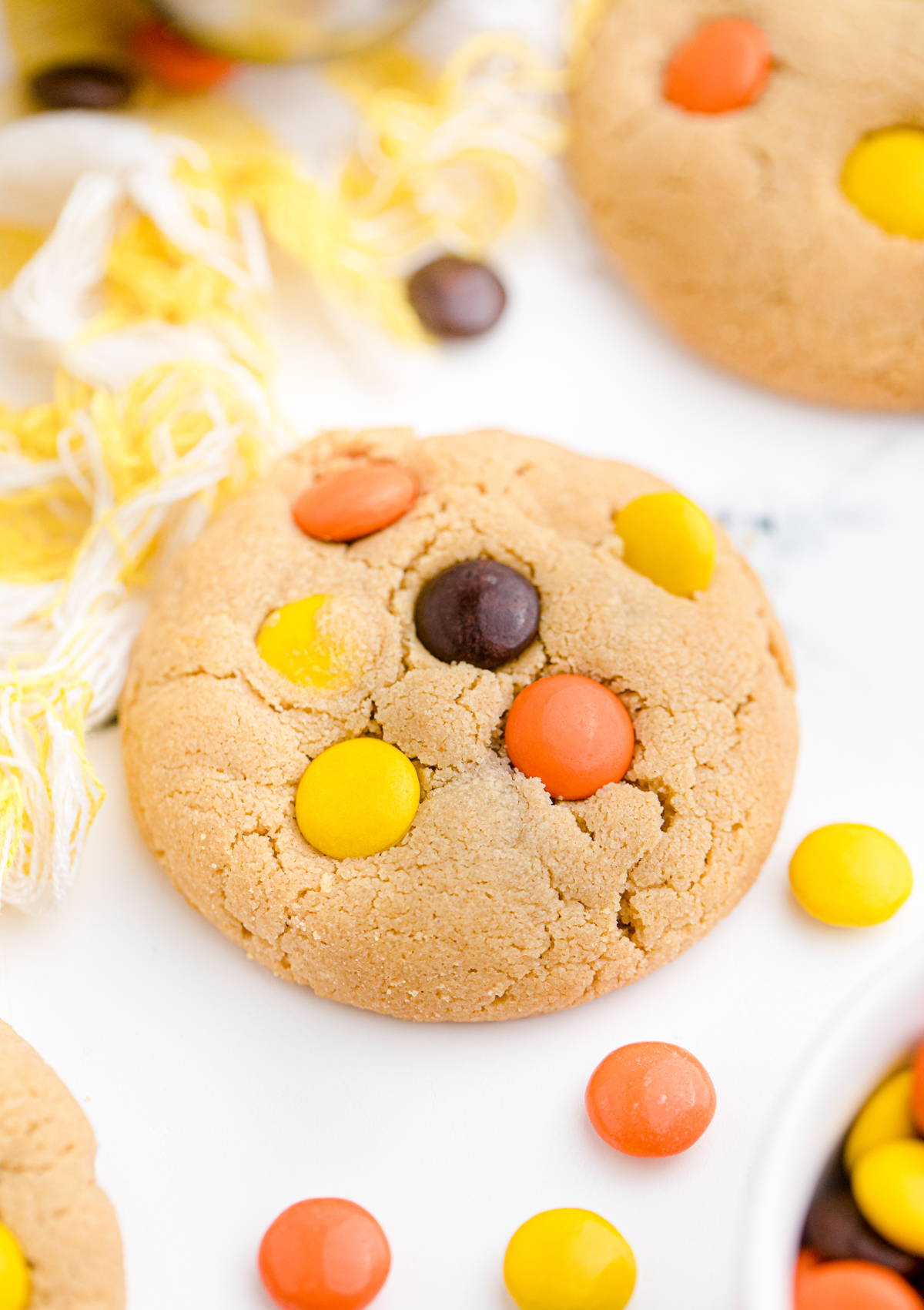 baked reese's pieces cookie