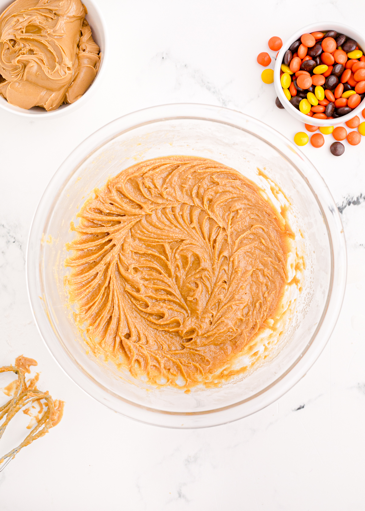 creamed peanut butter in a glass bowl