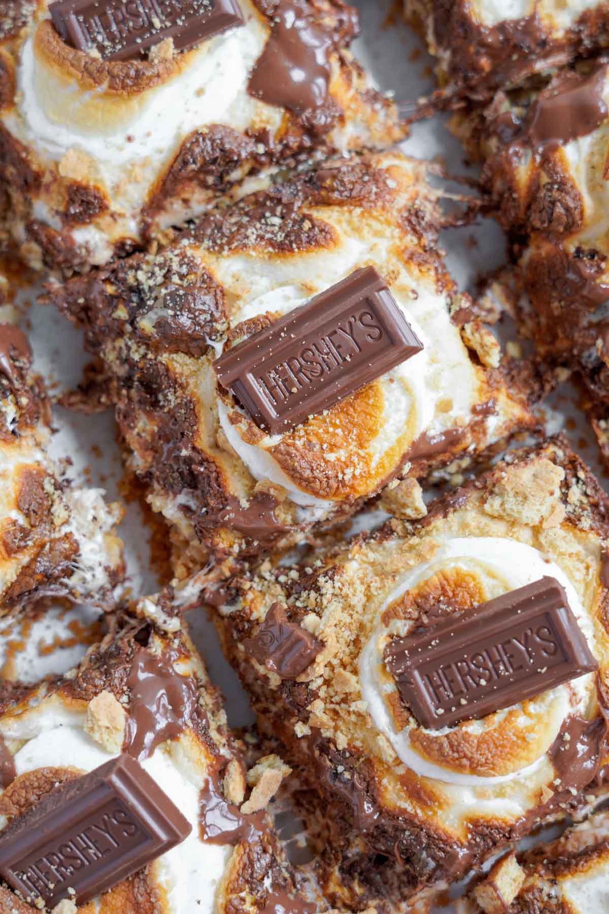 s'mores bars with chocolate bars on top