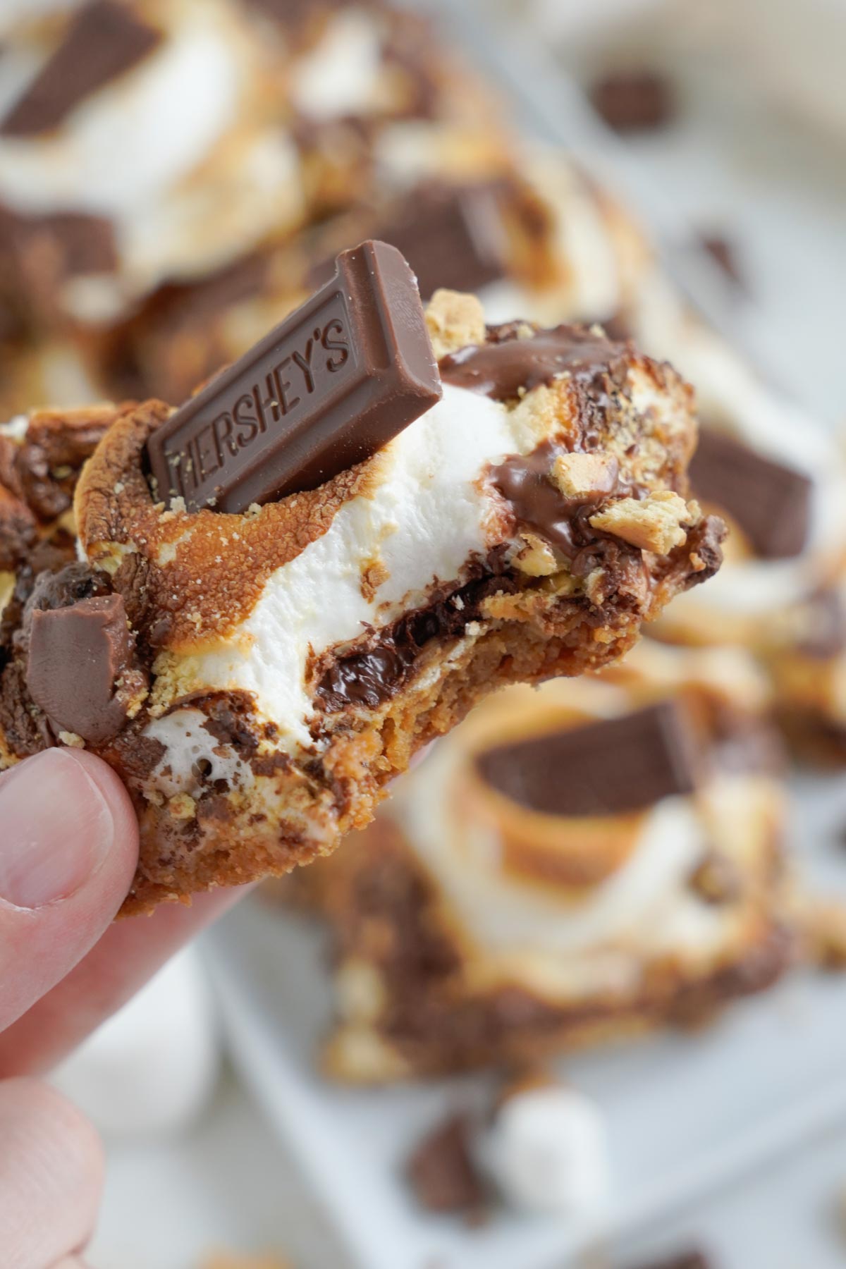 hand holding a s'mores bar