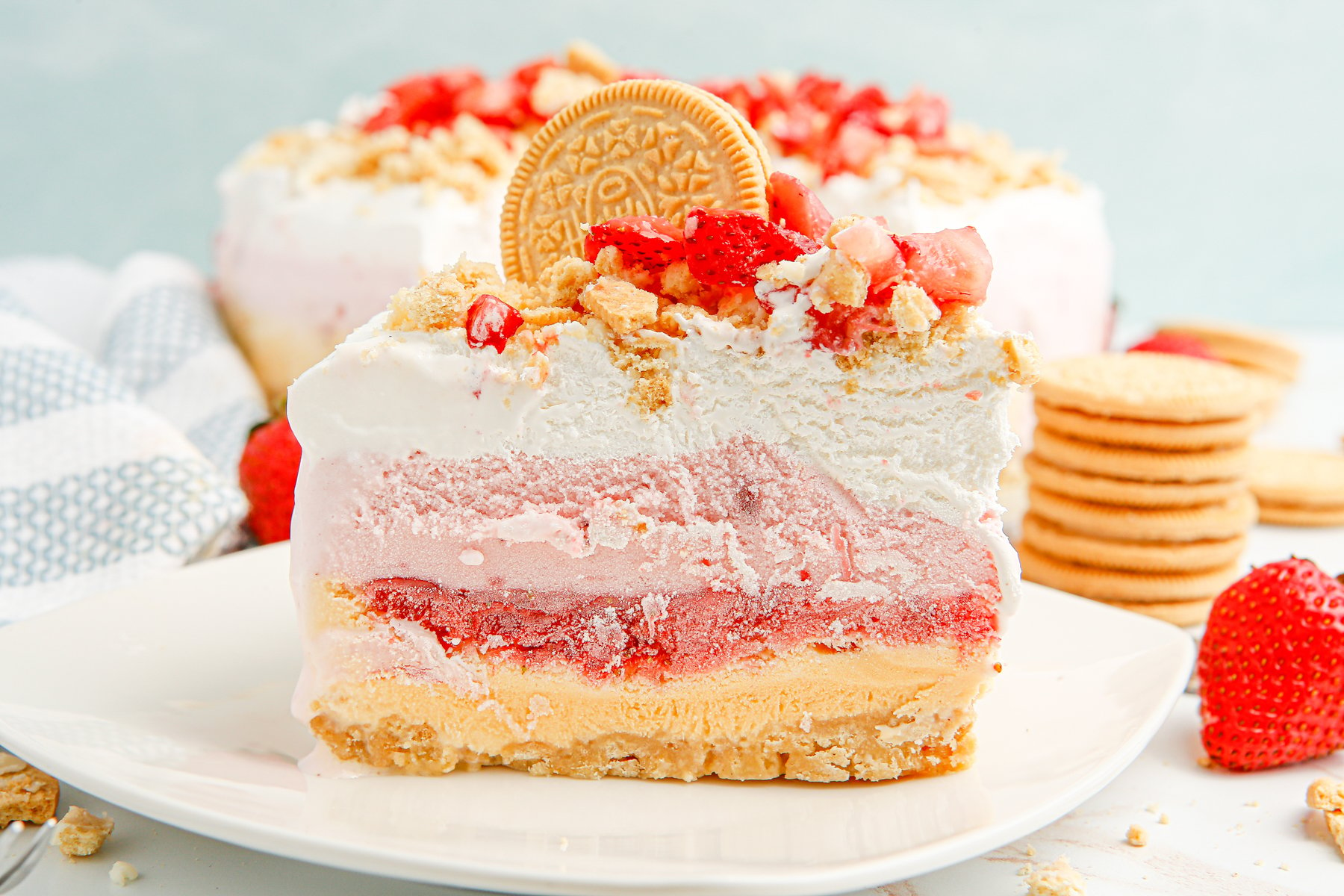 Easy Strawberry Ice Cream Cake Recipe - Play Party Plan