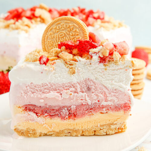 Strawberries and Cream Ice Cream Cake Recipe