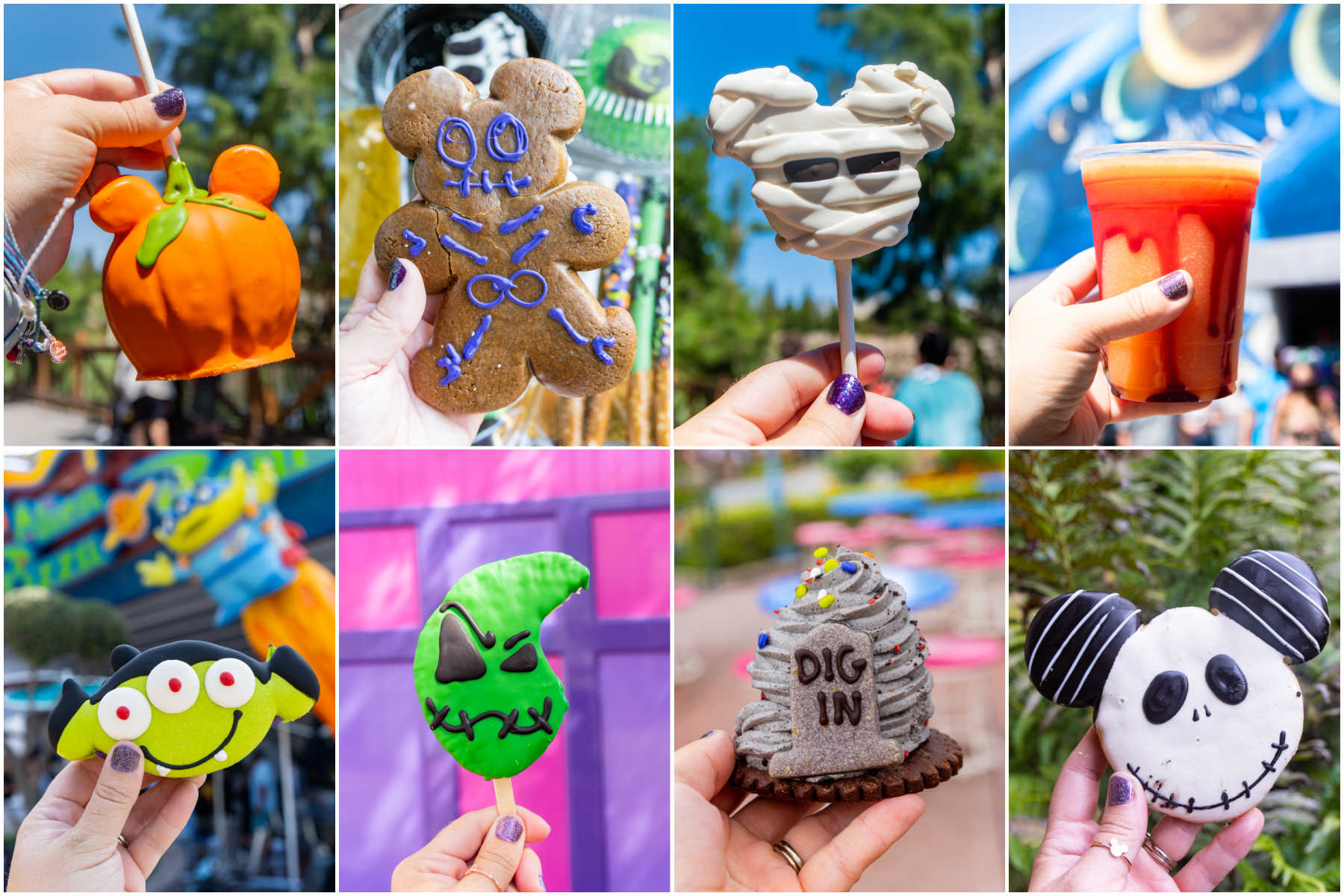 collage of photos of Disneyland Halloween treats