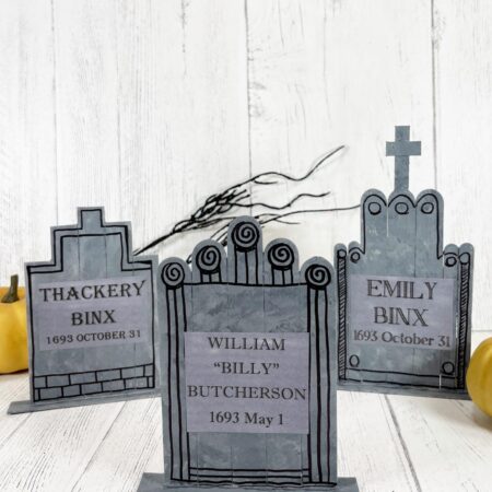 gray tombstone crafts on popsicle sticks