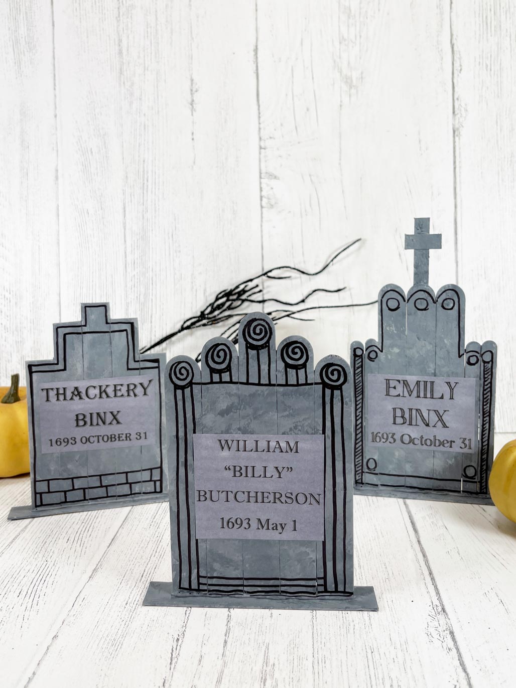 gray tombstone crafts on popsicle sticks