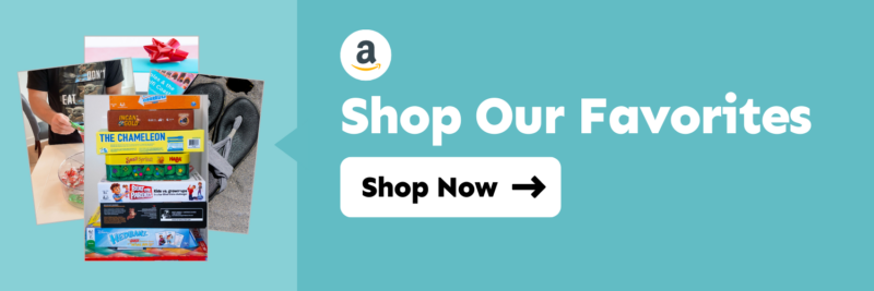 Teal banner with images of Amazon products