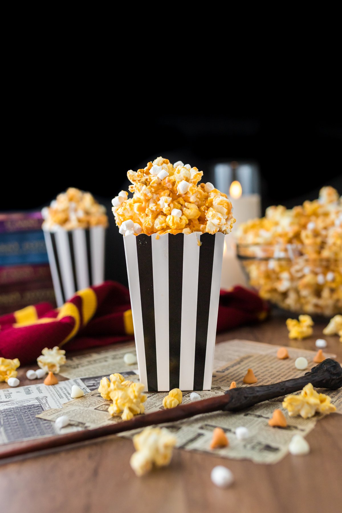 two containers of butterbeer popcorn