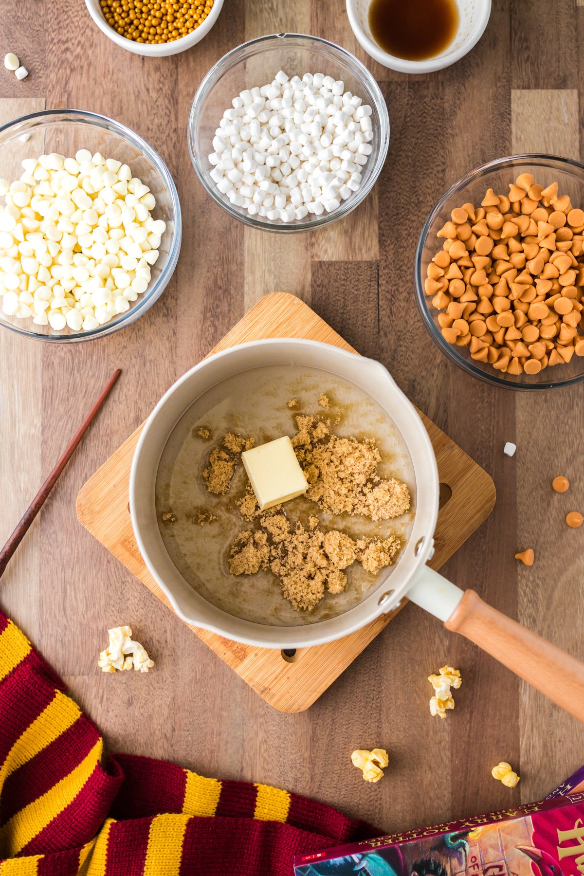 pot with butter and brown sugar