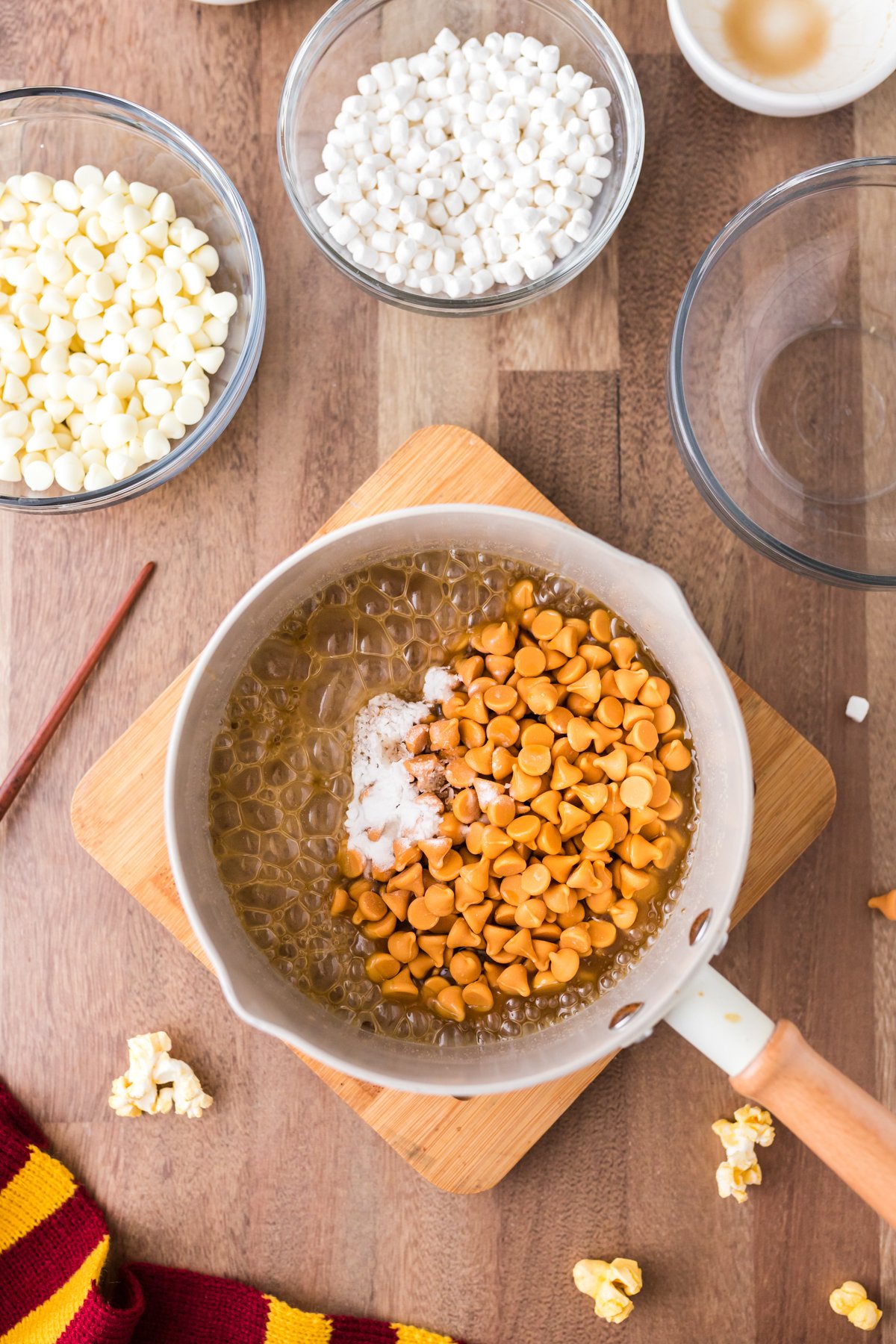 small saucepan with butterscotch chips