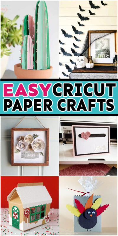 Collage of images of paper projects you can make with a Cricut