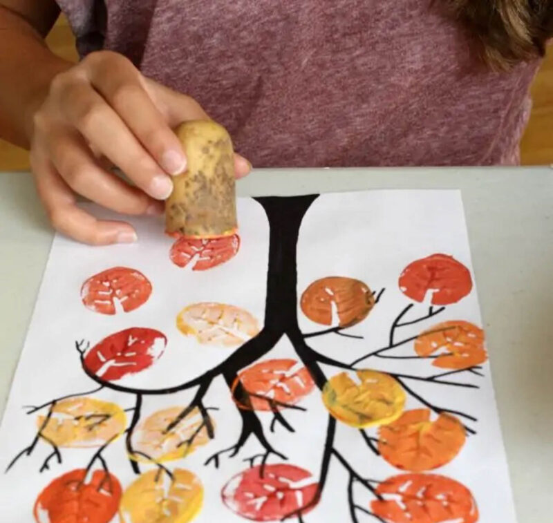 painting trees with corks