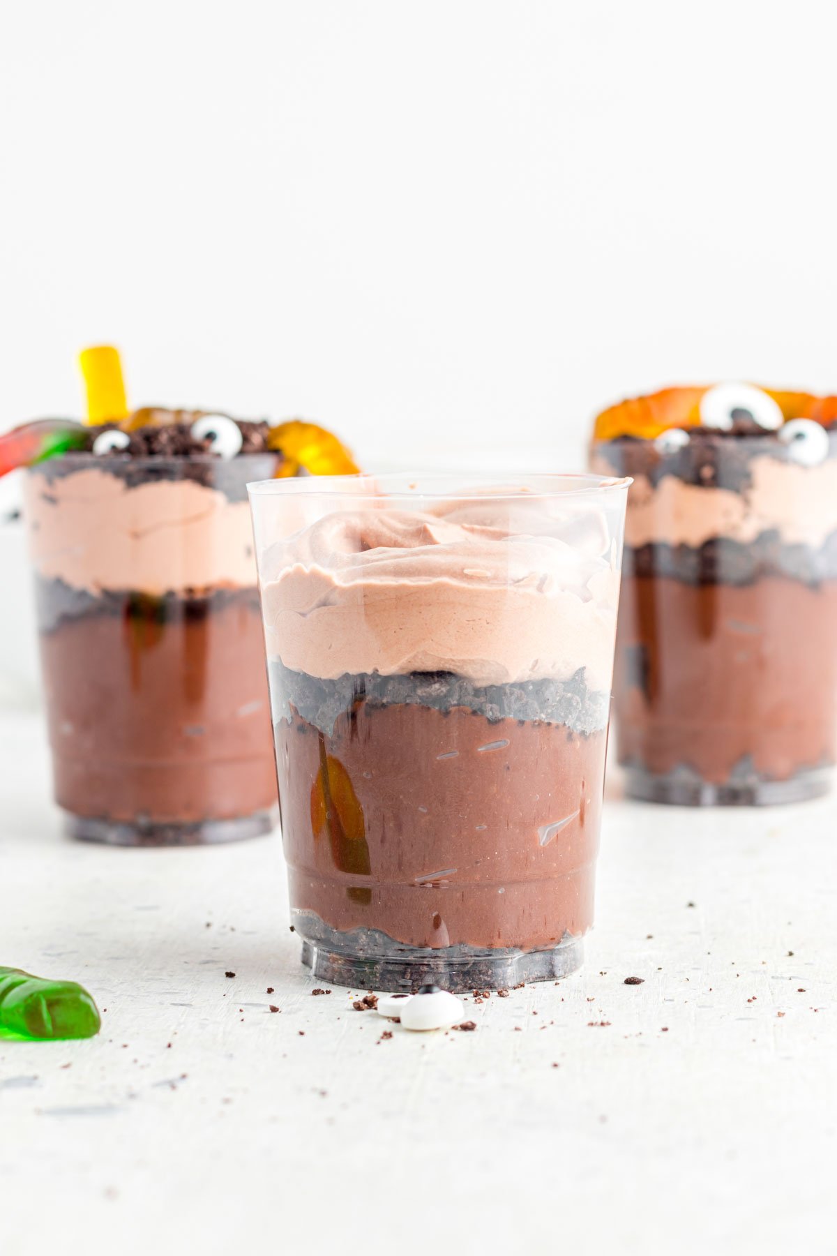 layers in Halloween dirt cups