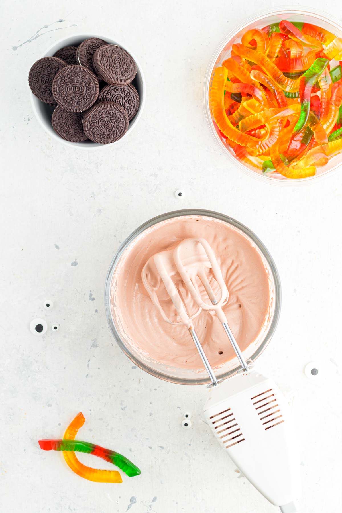 chocolate pudding mixture in a glass bowl