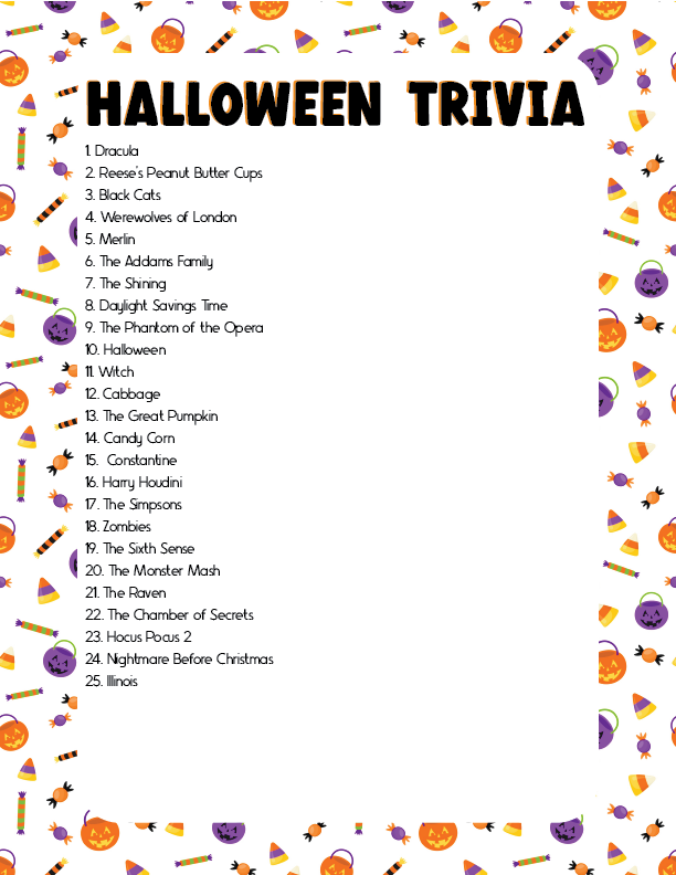 Free Printable Halloween Superstitions Trivia Quiz