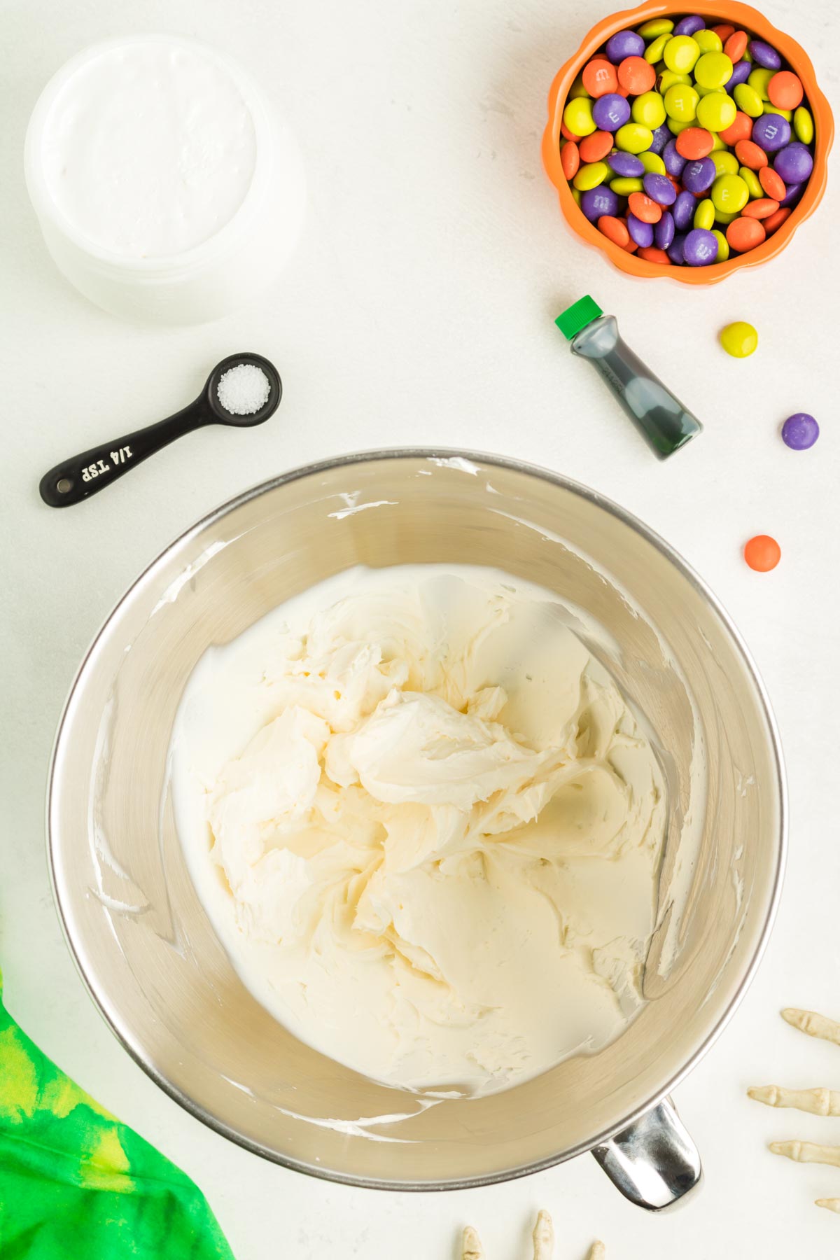 cream cheese mixture in a mixing bowl