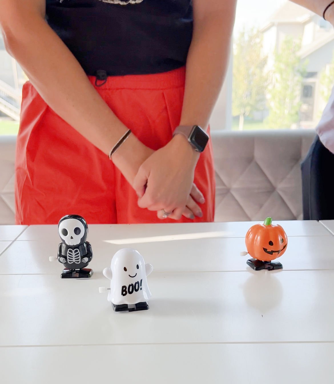 little Halloween wind up toys on a table