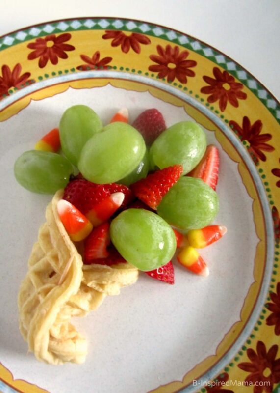 waffle in cone shape filled with fruits
