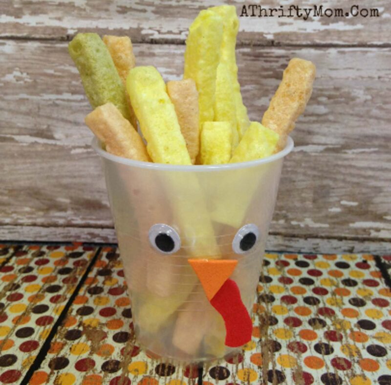 cup of vegetable straws with turkey face