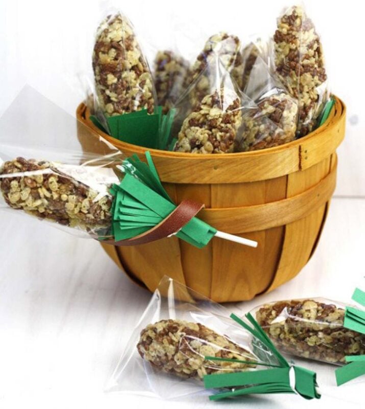 multicolored popcorn wrapped in green paper