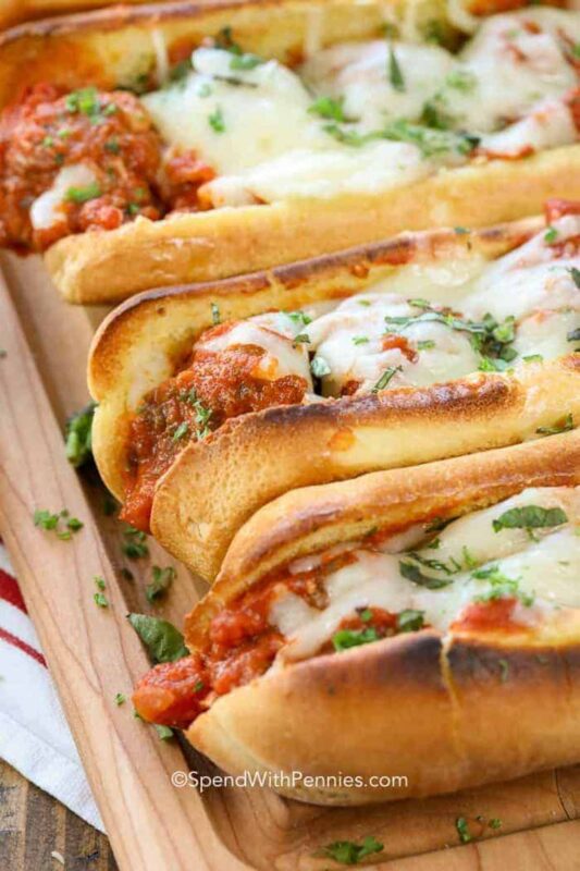 Tray of meatball subs