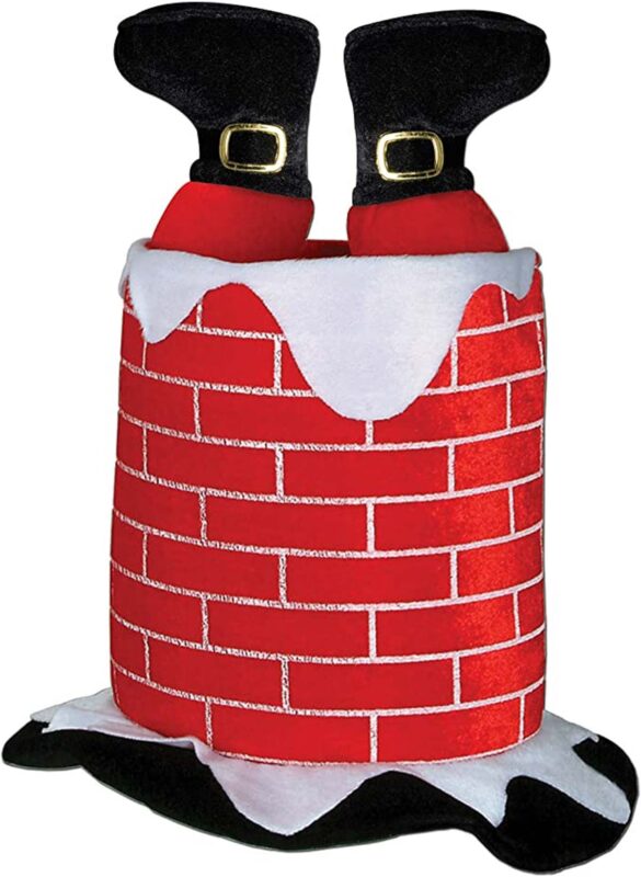 top hat with chimney print and santa legs