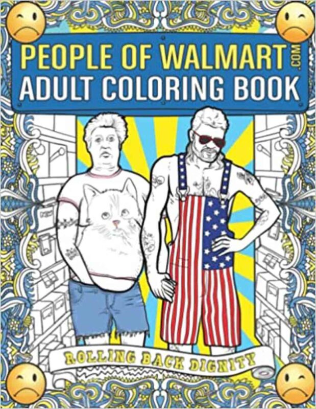 adult coloring book of Walmart people