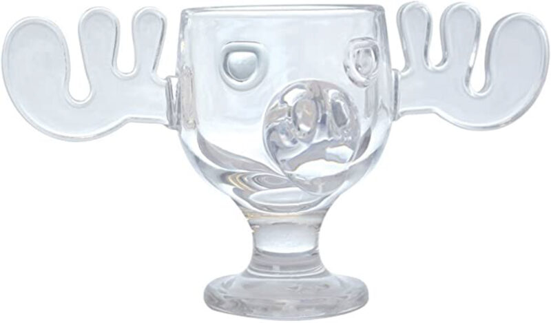 glass mug with moose face and antlers