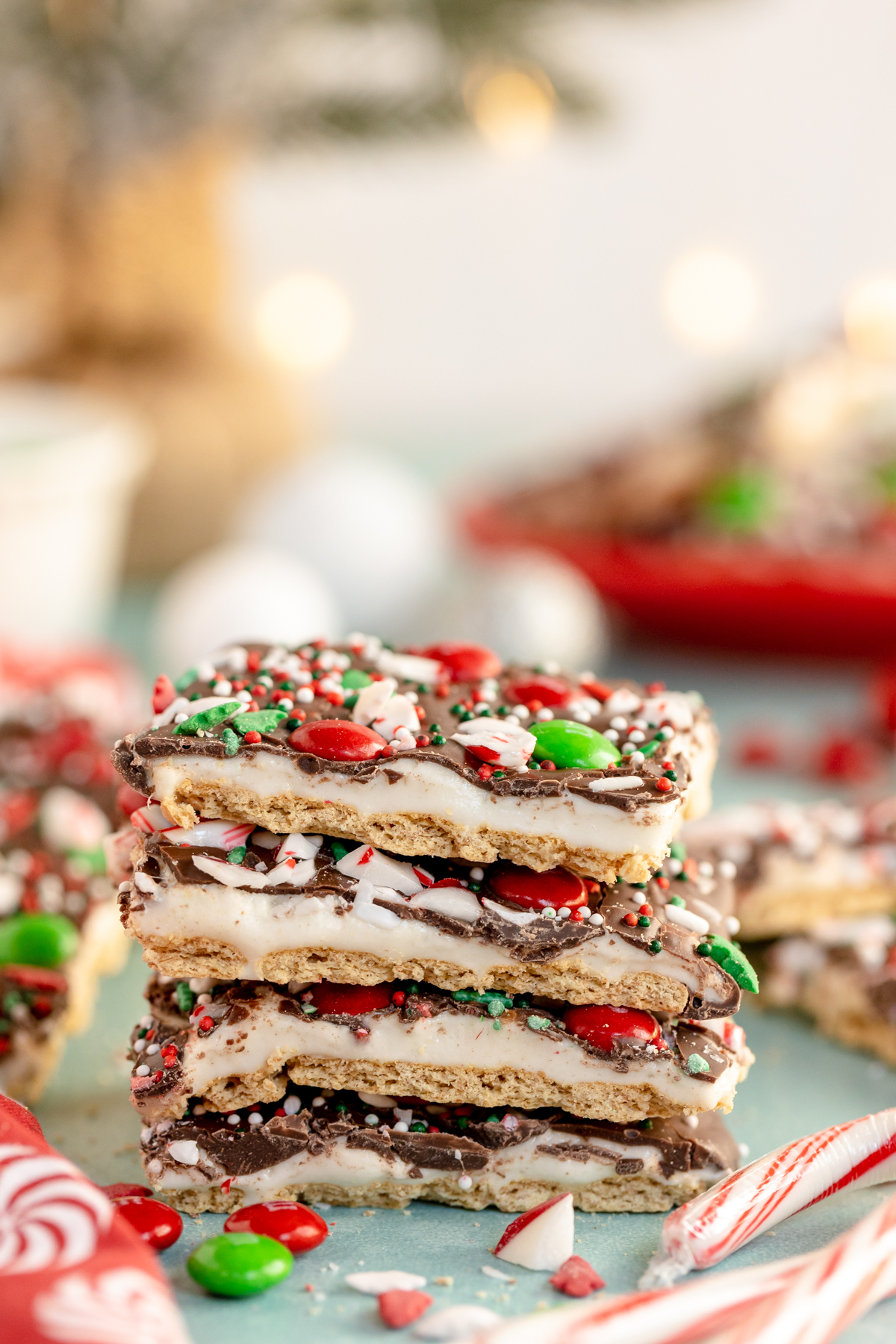 stacked pieces of Christmas bark