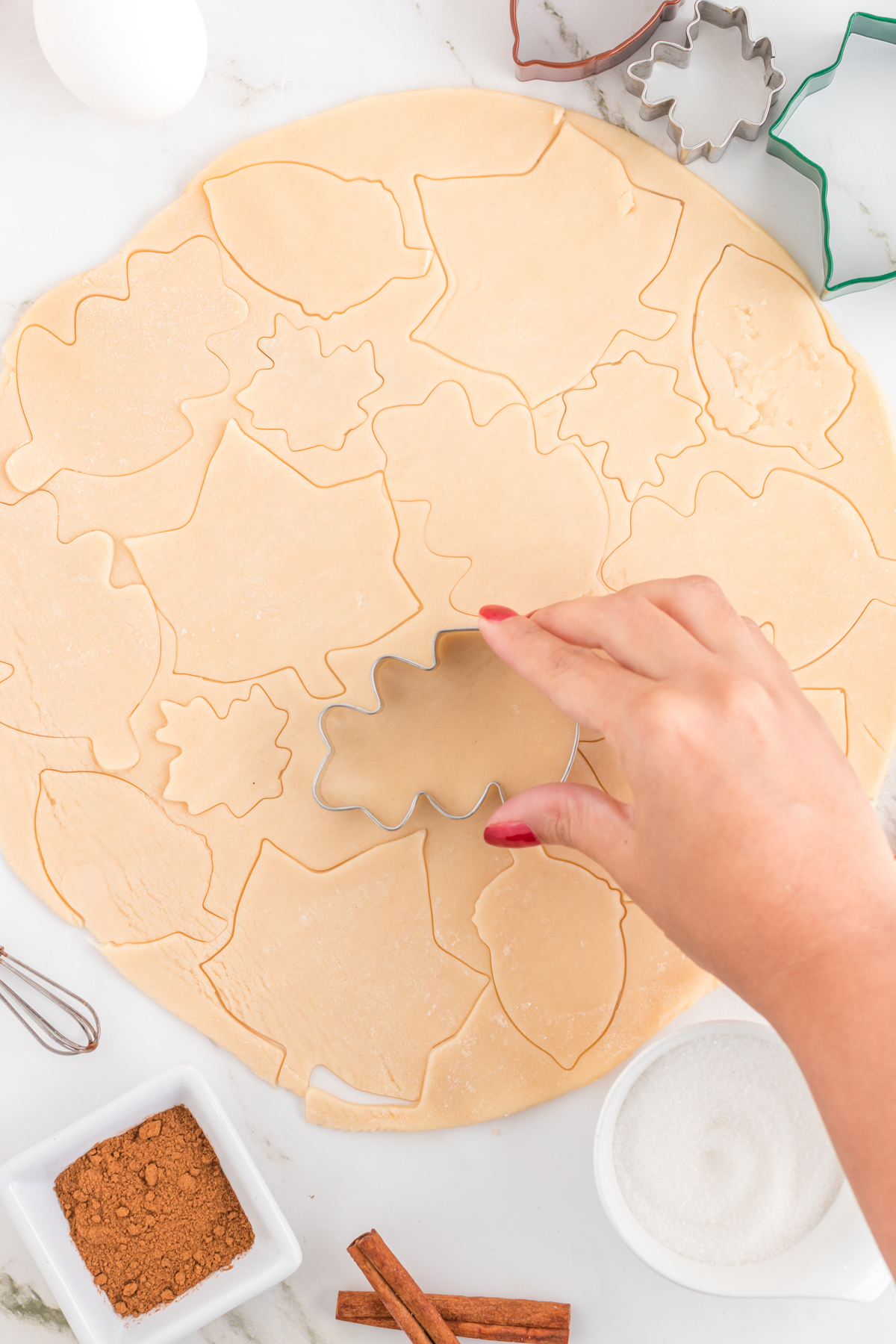 cutting shapes out of pie crust