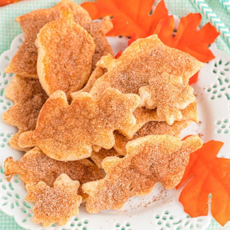plate full of pie crust cookies