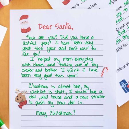 filled in printable letter to Santa template