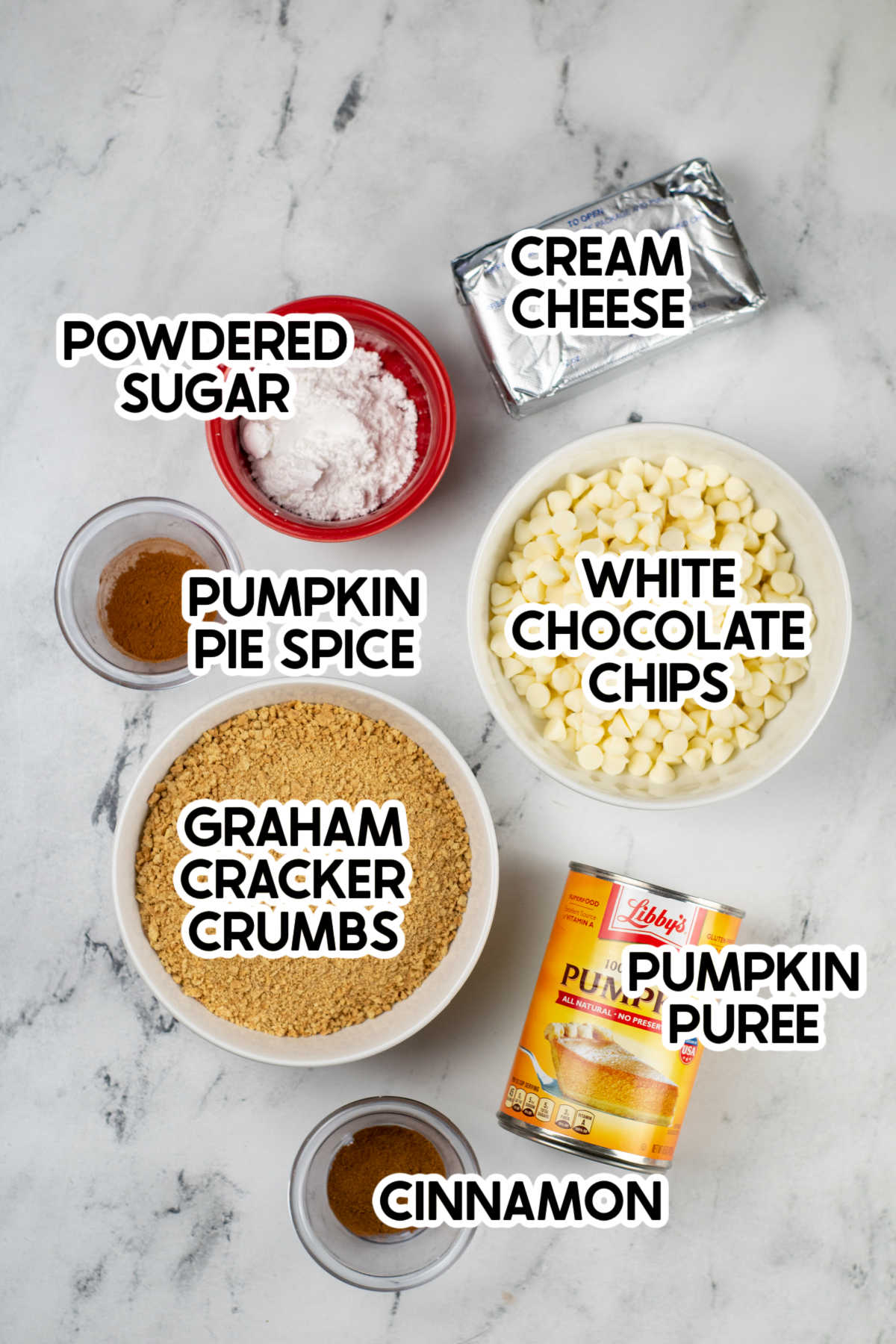 ingredients for pumpkin balls with labels